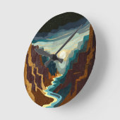 Canyon Sunset Landschaft Runde Wanduhr (Winkel)