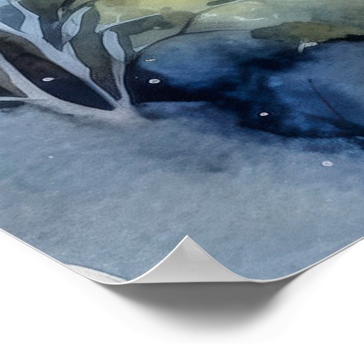 Canyon Wasserfarbe Landschaft mit Fluss und Klippe Poster (Ecke)