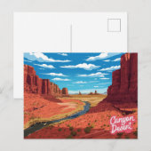 Canyon-Wüsten-Flusstal-Kunstprint Postkarte (Vorne/Hinten)