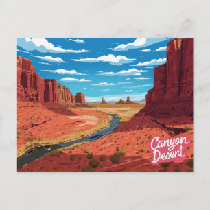 Canyon-Wüsten-Flusstal-Kunstprint Postkarte