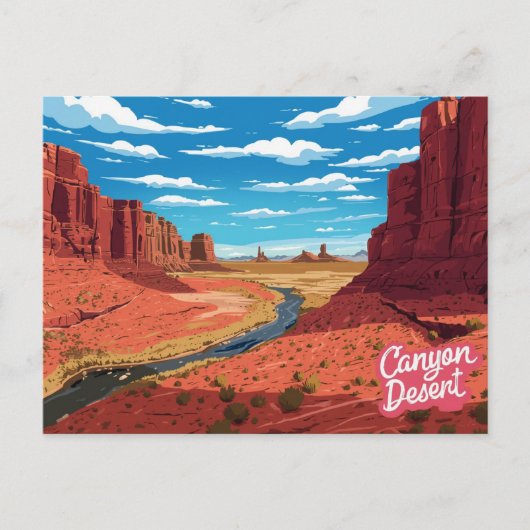 Canyon-Wüsten-Flusstal-Kunstprint Postkarte (Vorderseite)