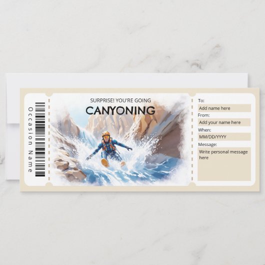 Canyoning-Geschenkticket Einladung (Vorderseite)