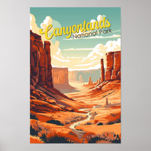 Canyonlands National Park Illustration Retro Poster