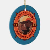Canyonlands Nationalpark Retro Kompass Emblem Keramik Ornament (Rechts)