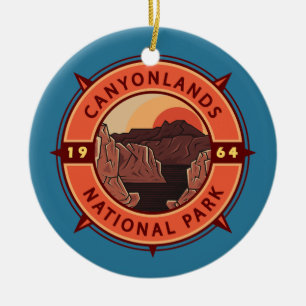 Canyonlands Nationalpark Retro Kompass Emblem Keramik Ornament