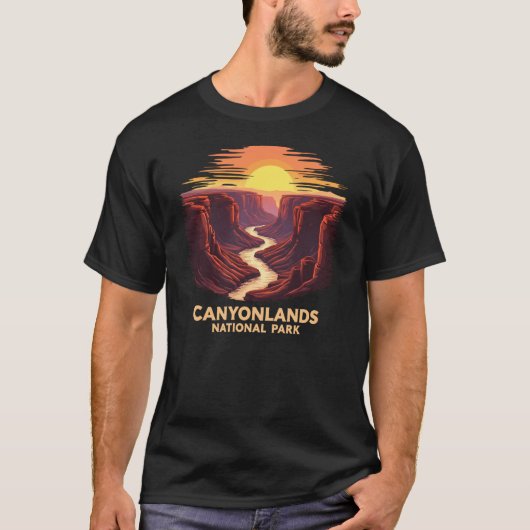 Canyonlands Nationalpark Retro Sunset Landschaft T-Shirt (Vorderseite)