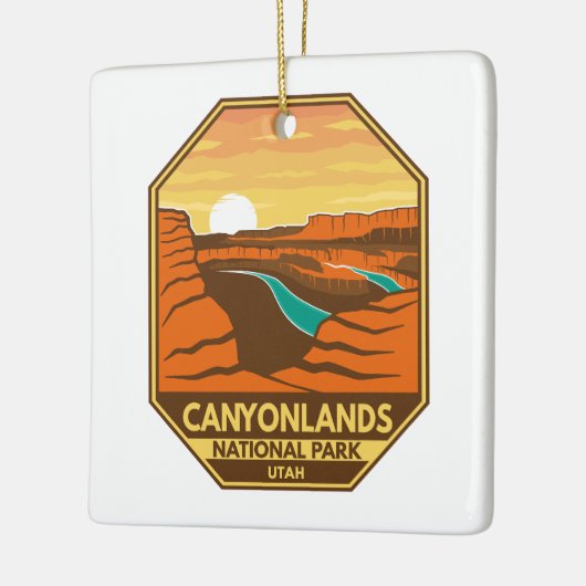 Canyonlands Nationalpark Sunset Retro Emblem Keramikornament (Links)