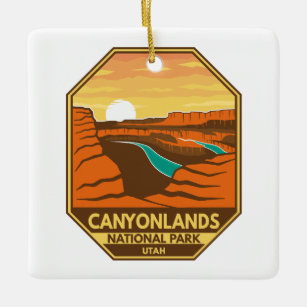 Canyonlands Nationalpark Sunset Retro Emblem Keramikornament