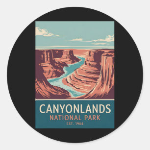 Canyonlands Nationalpark Vintage Camping Wandern M Runder Aufkleber
