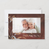 Caoba Gold Floral Jubiläum Danke Foto Card (Vorderseite)
