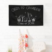 Cap and Cocktail Graduation Party Black Banner (Insitu)