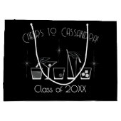 Cap and Cocktail Graduation Party Black Große Geschenktüte (Rückseite)