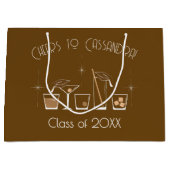 Cap and Cocktail Graduation Party Brown Große Geschenktüte (Vorderseite)