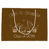Cap and Cocktail Graduation Party Brown Große Geschenktüte (Rückseite)