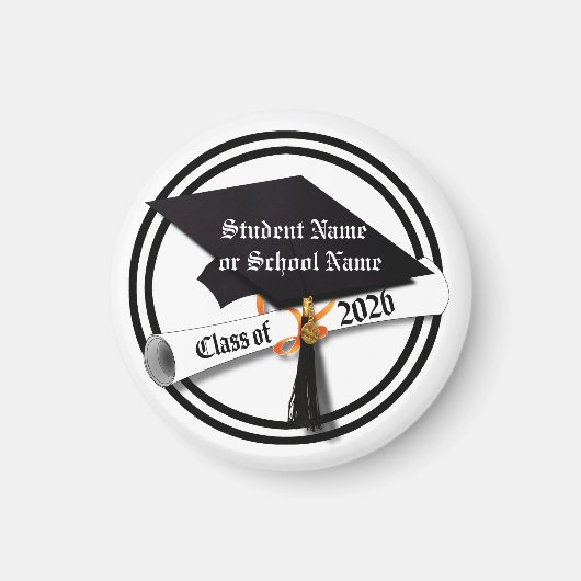 Cap and Diploma Class of 2026 Abschluss Magnet (Vorne)