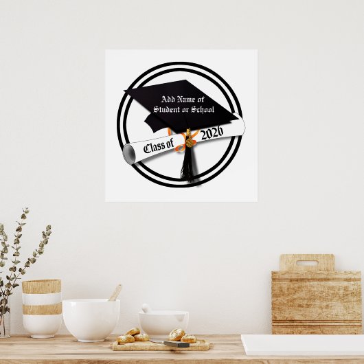 Cap and Diploma Class of 2026 Abschluss Poster (Küche)