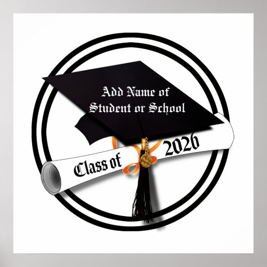 Cap and Diploma Class of 2026 Abschluss Poster (Vorne)