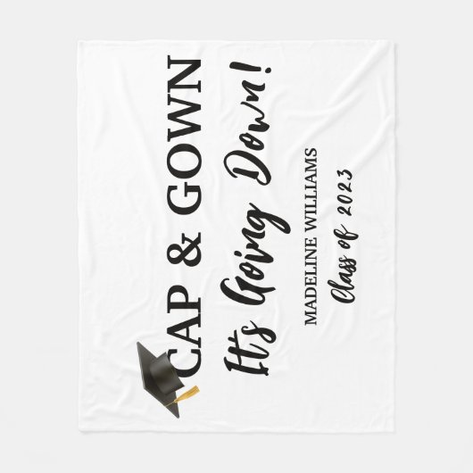 Cap and Gown es geht runter Abschluss Fleecedecke (Vorderseite)