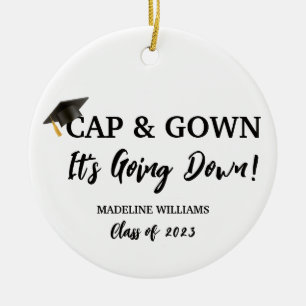 Cap and Gown es geht runter Abschluss Keramik Ornament