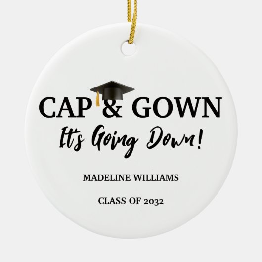Cap and Gown Es geht runter Foto Abschluss Keramik Ornament (Vorne)
