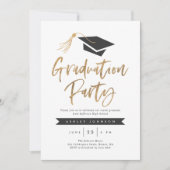 Cap and Tassel Graduation Party Gold Foil Einladung (Vorderseite)