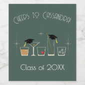 Cap Cocktail Graduation Party Weinetikett (Einzelnes Label)