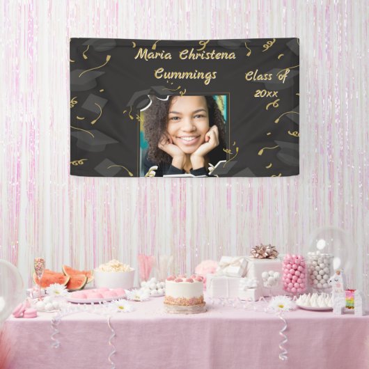 Cap & Confetti Graduation Banner (Party)