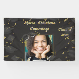 Cap & Confetti Graduation Banner