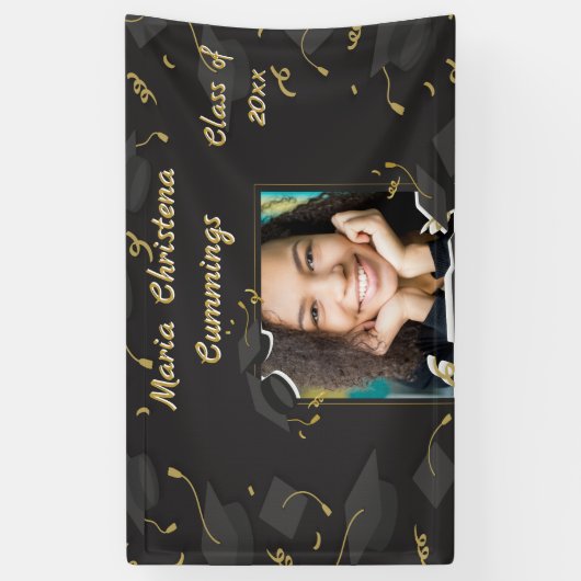 Cap & Confetti Graduation Banner (Vertikal)