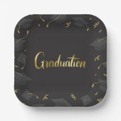 Cap & Confetti Graduation Pappteller (Vorderseite)