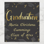 Cap & Confetti Graduation Weinetikett (Einzelnes Label)