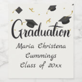 Cap & Confetti Graduation White Weinetikett (Einzelnes Label)