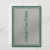 Cap & Diploma 12x18 Green und Silver Abschluss Einladung (Rückseite)