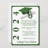 Cap & Diploma 12x18 Green & White Abschluss Einladung (Vorderseite)