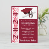 Cap & Diploma 12x18 Kardinal Roter Abschluss Einladung (Stehend Vorderseite)