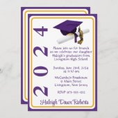 Cap & Diploma 12x18 Lila & Gold Abschluss Einladung (Vorne/Hinten)