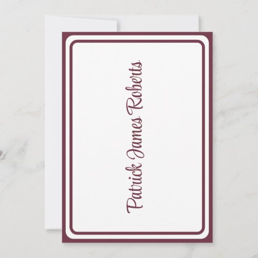 Cap & Diploma 12x18 Maroon & White Abschluss Einladung (Rückseite)