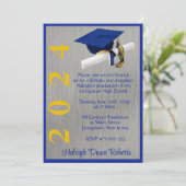 Cap & Diploma 12x18 Royal Blue and Gold Abschluss Einladung (Stehend Vorderseite)