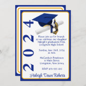 Cap & Diploma 12x18 Royal Blue & Gold Abschluss Einladung (Vorne/Hinten)