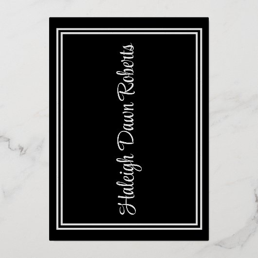 Cap & Diploma, Black & Silver Abschluss Folieneinladung (Rückseite)