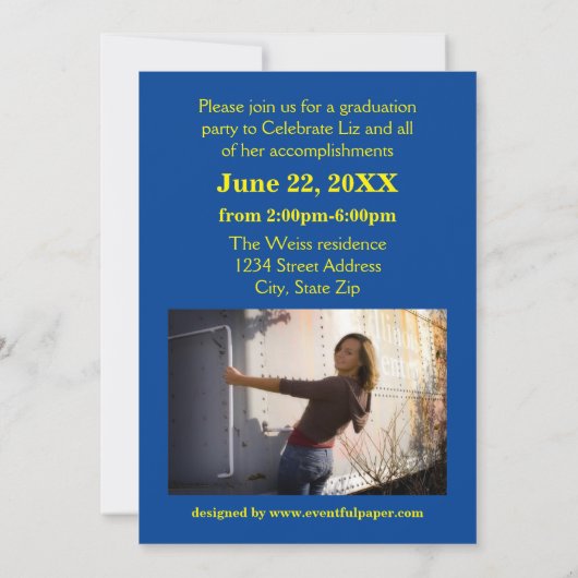 Cap & Diploma Blue - Ankündigung von Abschluss (Rückseite)