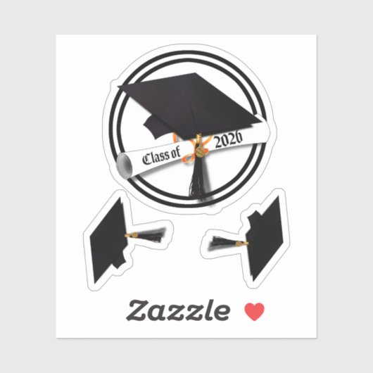 Cap Diploma Class 2026 Abschluss Aufkleber (Blatt)
