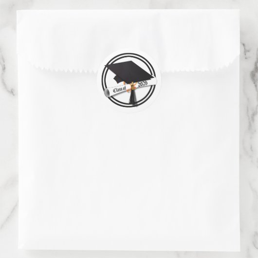 Cap Diploma Class 2026 Abschluss Runder Aufkleber (Tasche)
