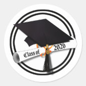 Cap Diploma Class 2026 Abschluss Runder Aufkleber (Vorderseite)