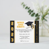 Cap & Diploma Diplom Black & Gold Abschluss Einladung (Stehend Vorderseite)