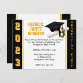 Cap & Diploma Diplom Black & Gold Abschluss Einladung (Vorne/Hinten)