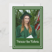 Cap & Diploma Foto, Grün und Weiß Abschluss Einladung (Rückseite)