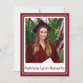 Cap & Diploma Foto, Red & Grau Abschluss Einladung (Rückseite)