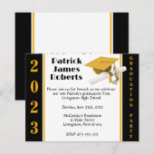 Cap & Diploma, Gold & Black Abschluss Einladung (Vorne/Hinten)