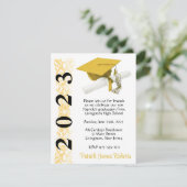 Cap & Diploma, Gold & Black Abschluss Einladung (Stehend Vorderseite)